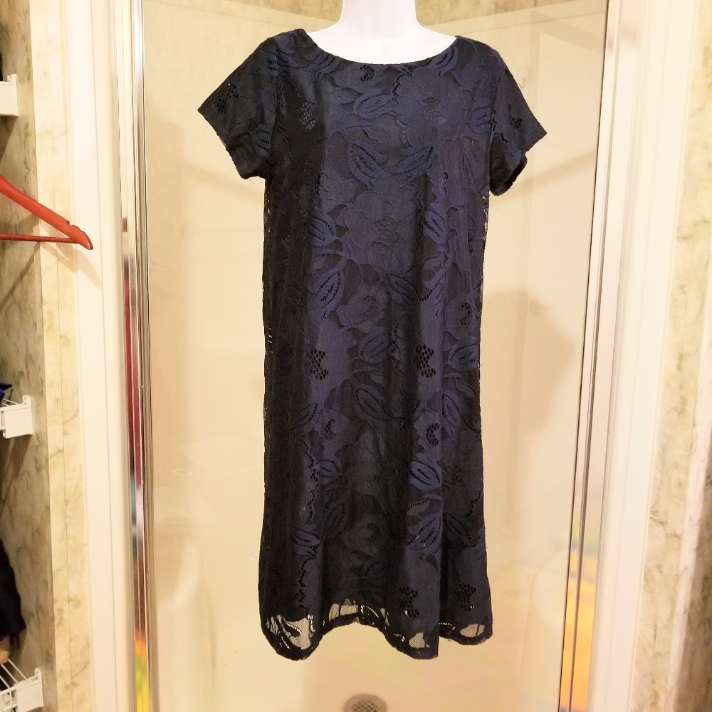 Size M, navy lace dress by a moon